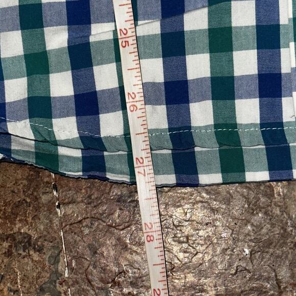 Banana Republic Soft Wash Button Down Shirt Men’s Size Medium Green Blue Plaid - Picture 7 of 9